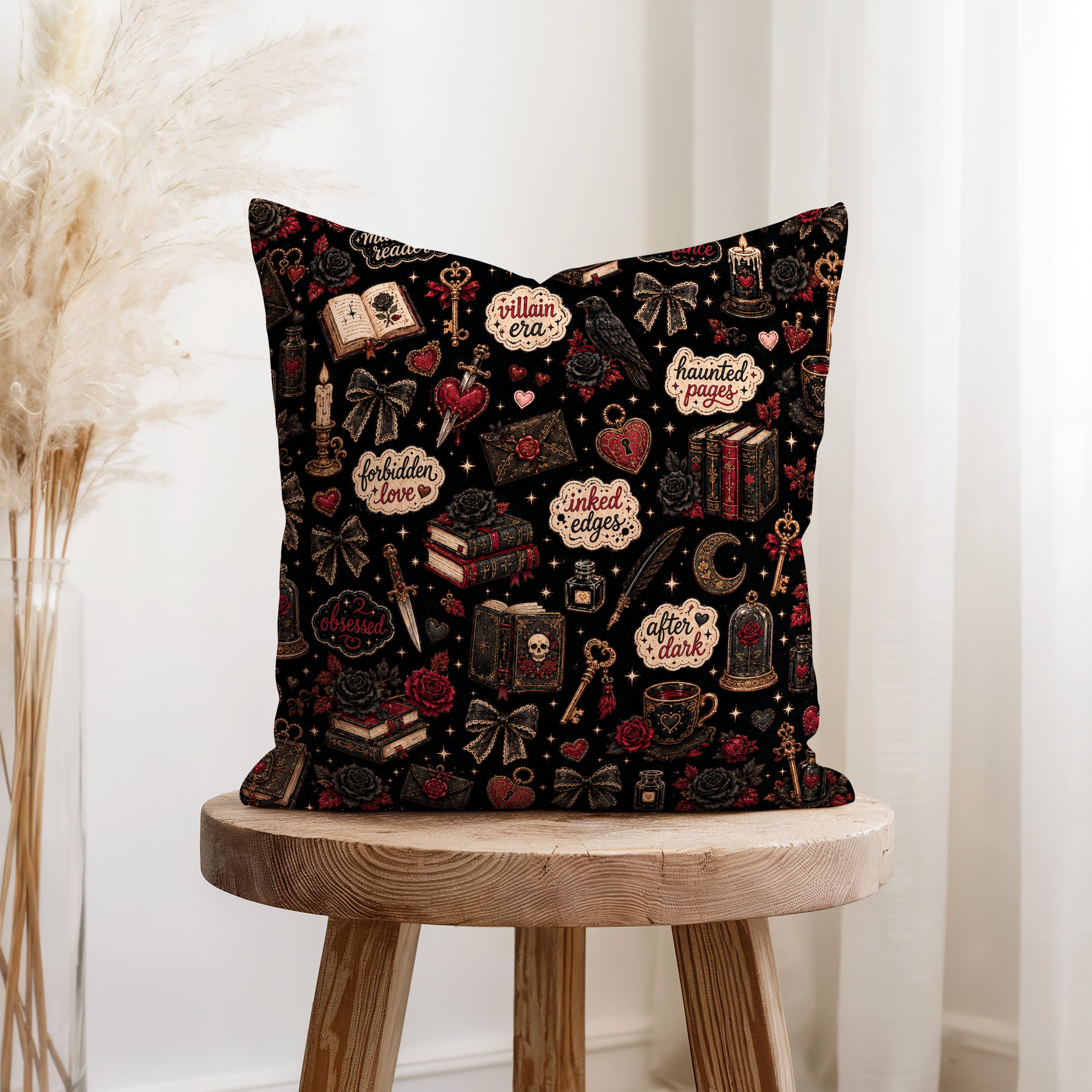 Midnight Reader – Dark Romance Book Pillow Secondary image