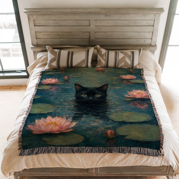 Water Lily Black Cat Blanket