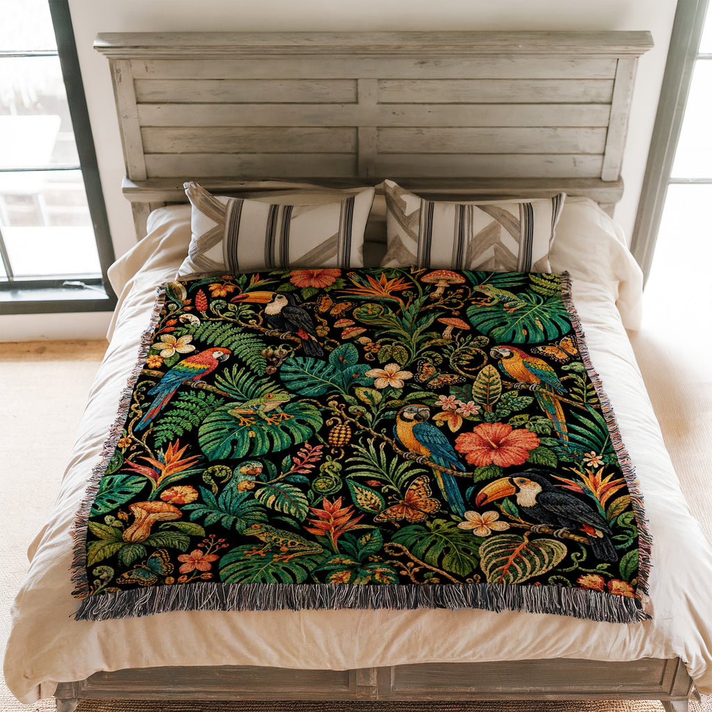 Tropical Birds Jungle Blanket