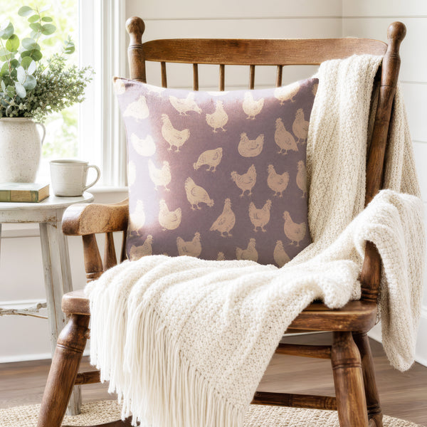 Little Hens – Lavender Farmhouse Pillow
