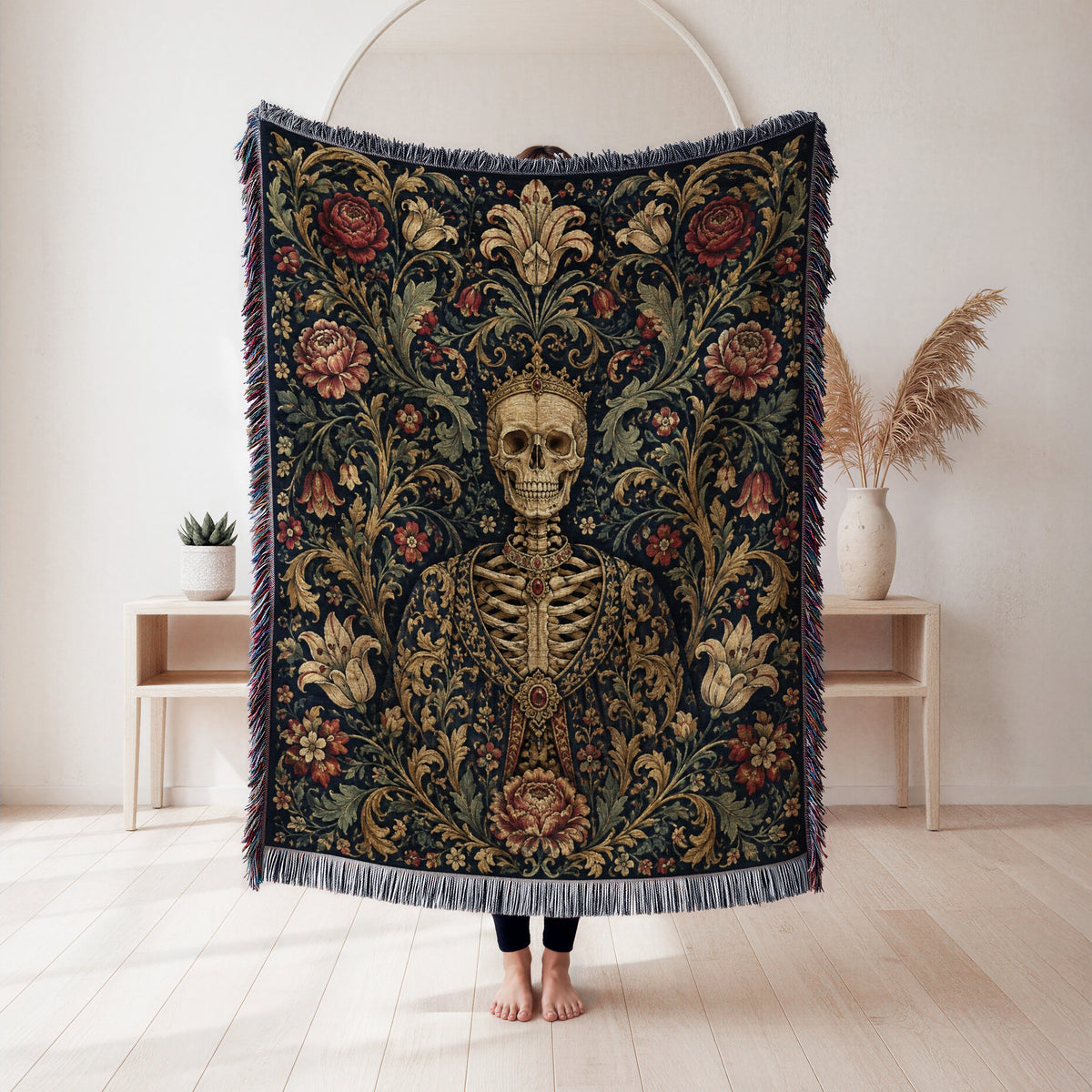 The Crowned Skeleton Court Blanket