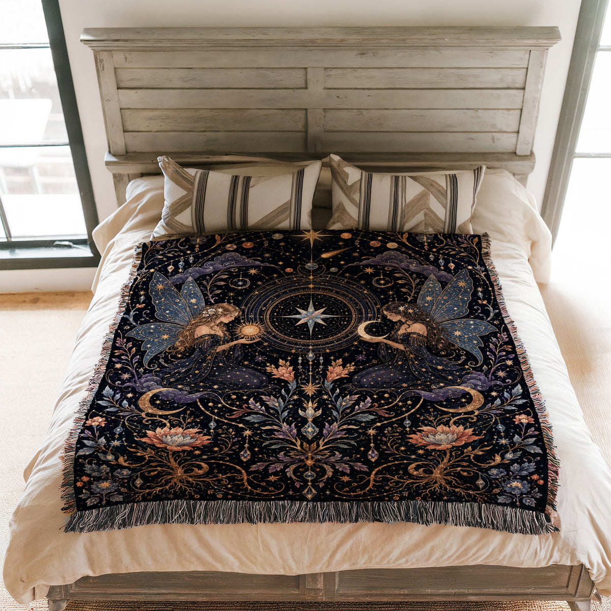 Celestial Twin Fairies Blanket