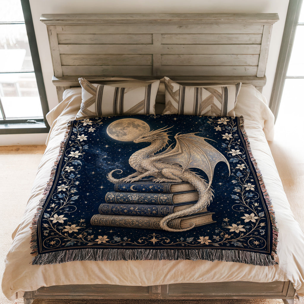 Silver Moon Dragon Blanket