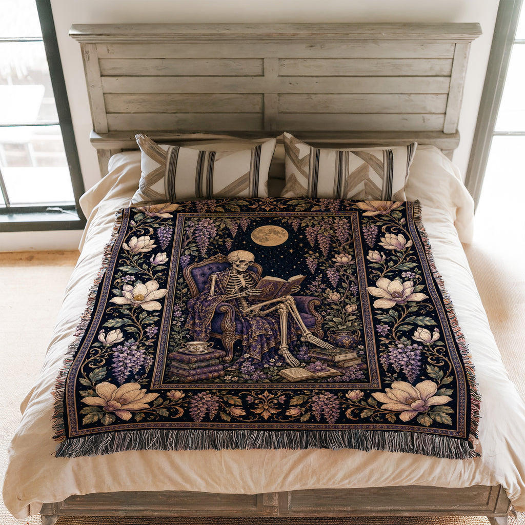Wisteria Moon Skeleton Reader Blanket