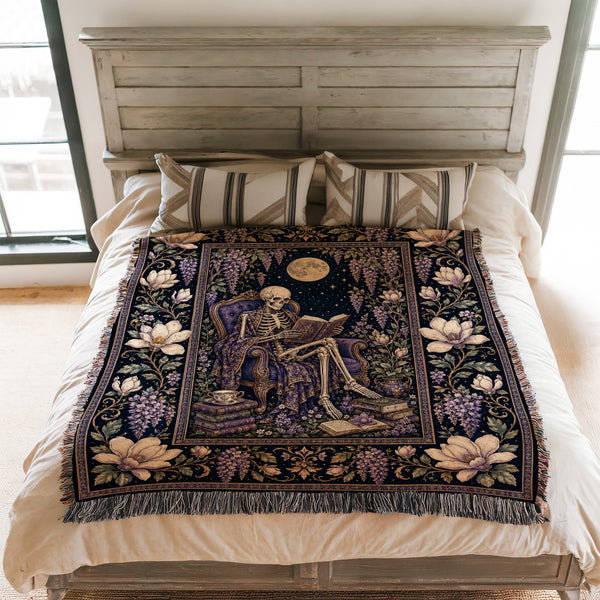 Wisteria Moon Skeleton Reader Blanket