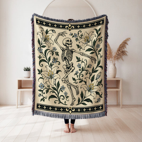 Dancing Skeleton & Lilies Blanket