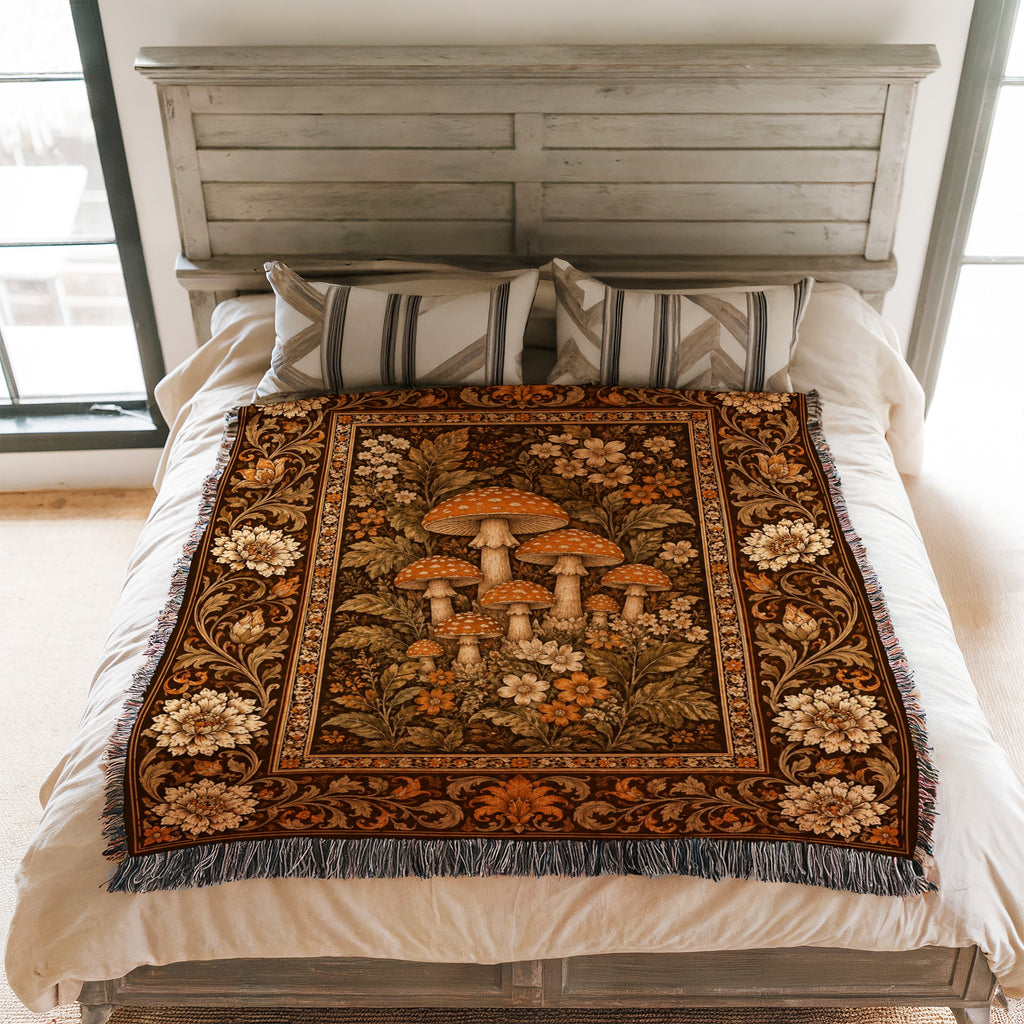 Autumn Toadstool Tapestry Blanket