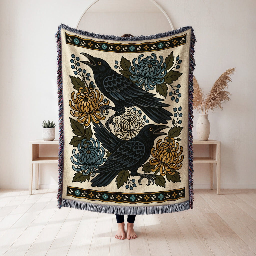 Ravens & Chrysanthemums Blanket