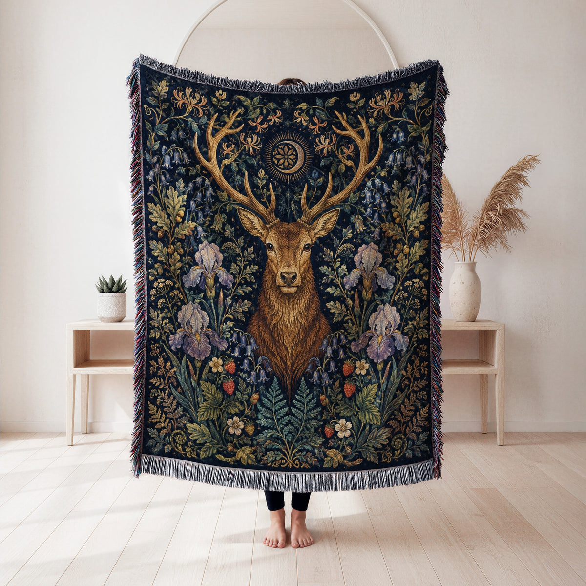 The Stag of the Iris Garden Blanket