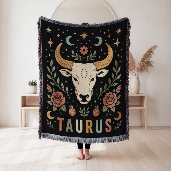 Taurus Moonlit Bull & Roses Blanket