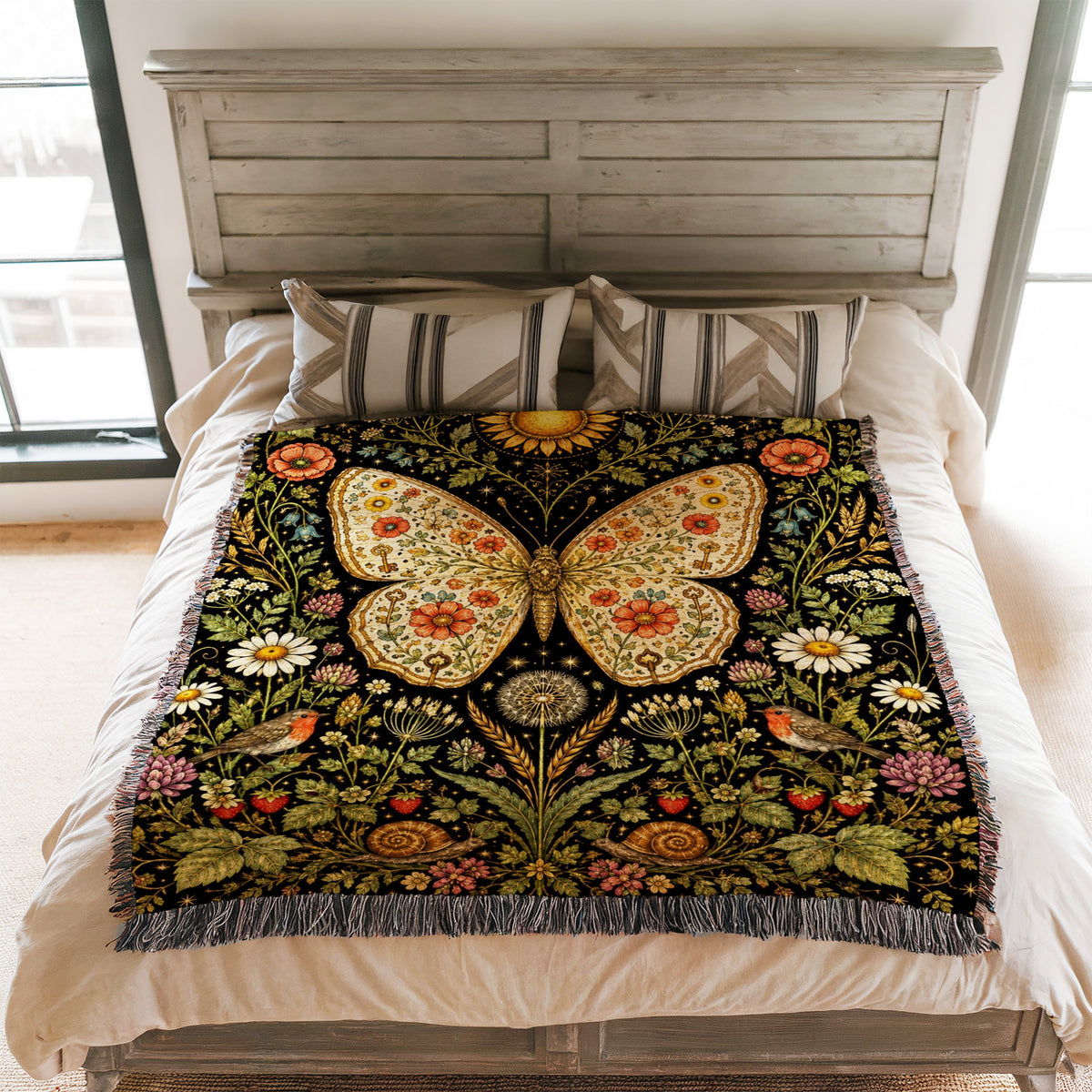 Sunlit Meadow Butterfly Blanket