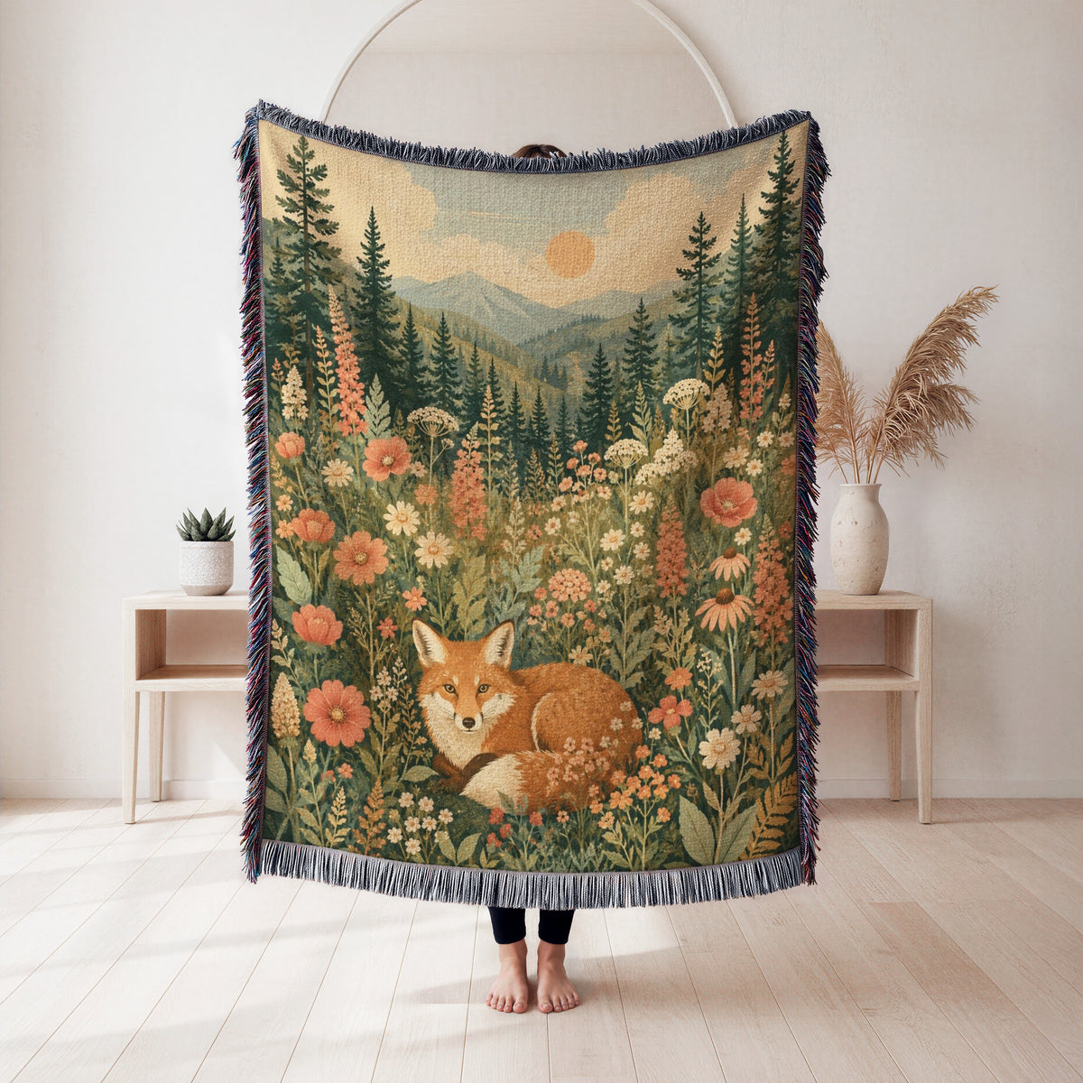 Sunset Meadow Fox Blanket