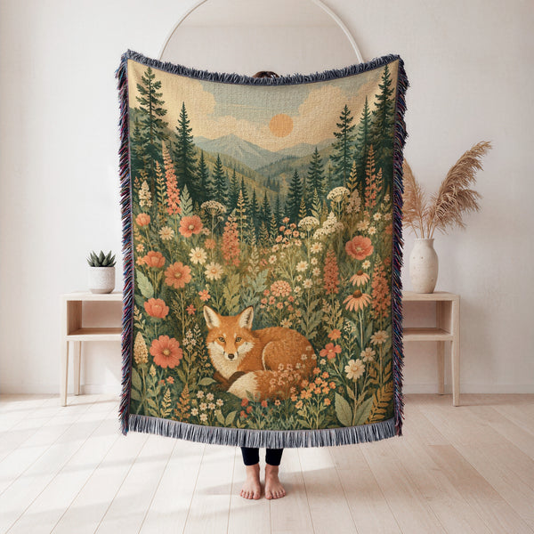 Sunset Meadow Fox Blanket