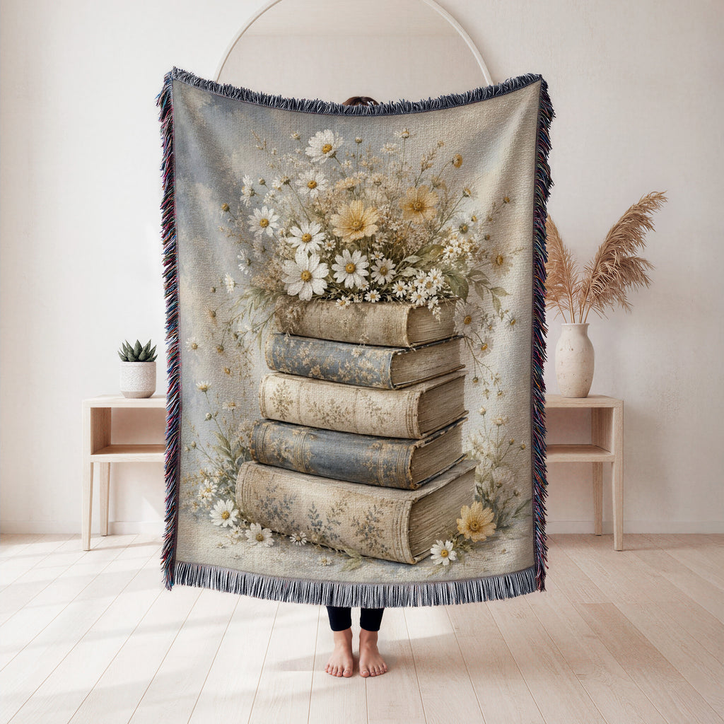 Daisy & Vintage Books Blanket
