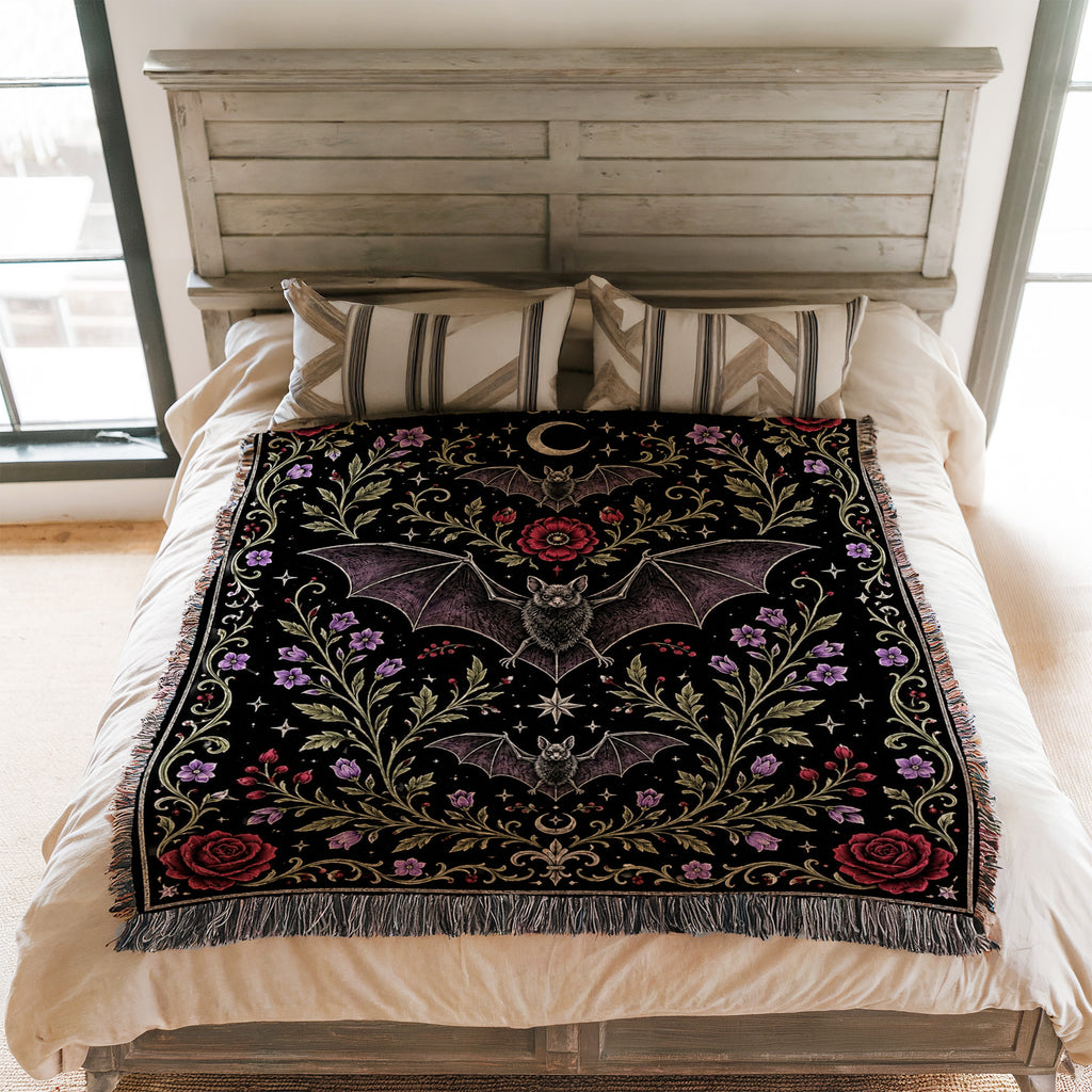 Moonlit Bat Garden Blanket