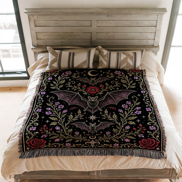 Moonlit Bat Garden Blanket