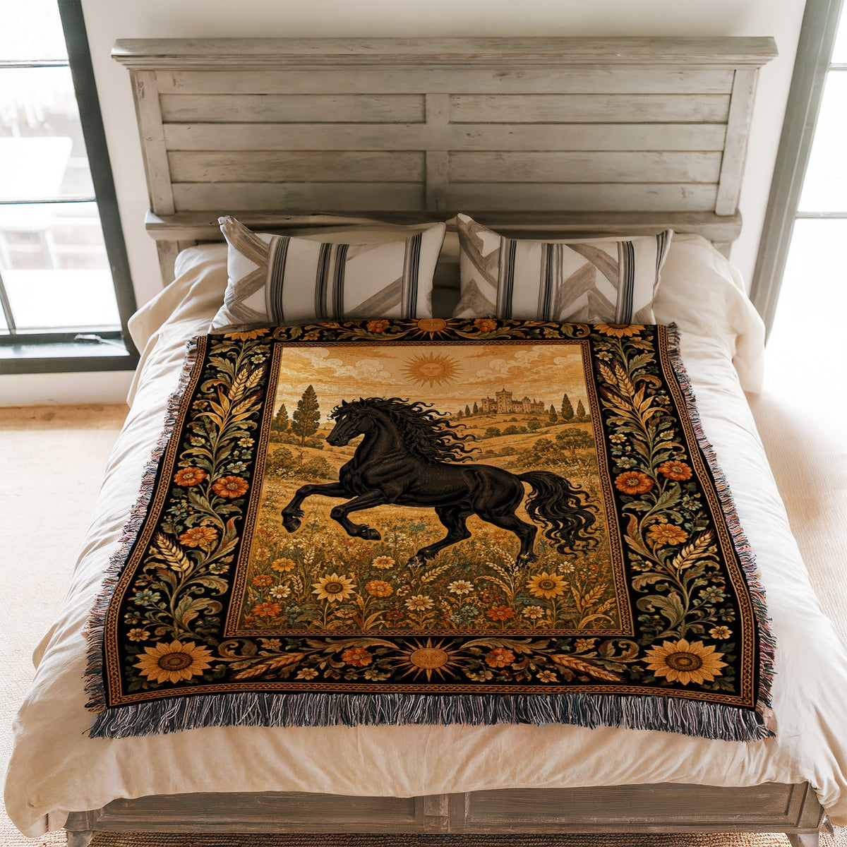 The Sunlit Black Horse Blanket