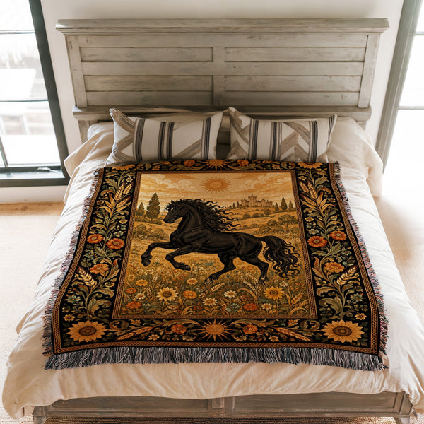 The Sunlit Black Horse Blanket