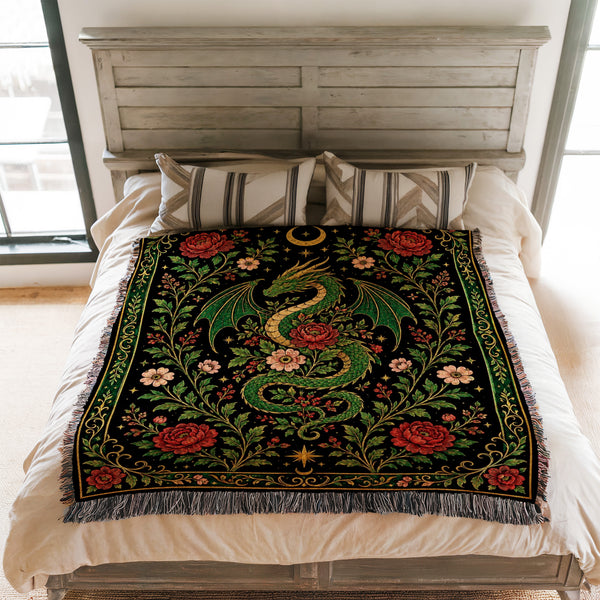 Emerald Dragon Rose Garden Blanket