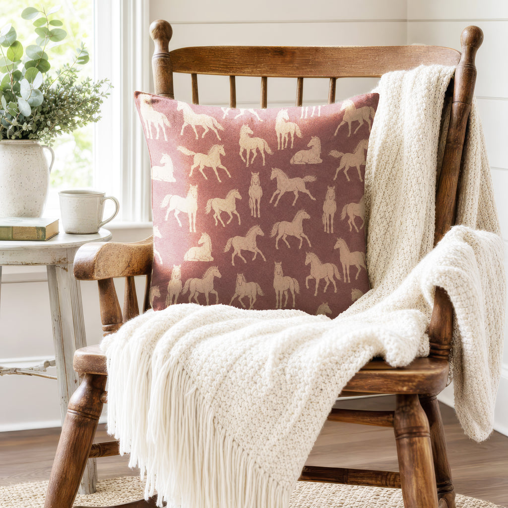 Mauve Meadow Horses – Equestrian Pillow