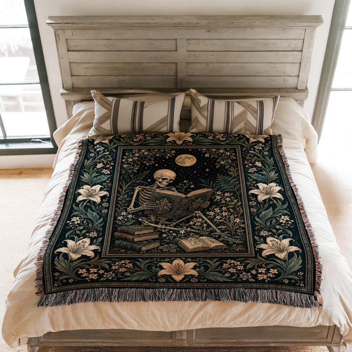 Moonlit Skeleton Reader Blanket