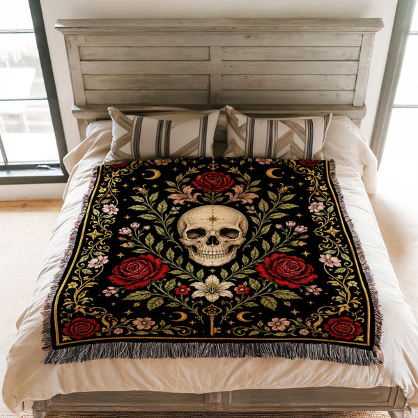 Skull & Celestial Roses Blanket