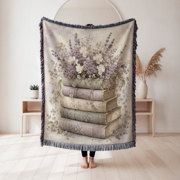 Lavender & Vintage Books Blanket