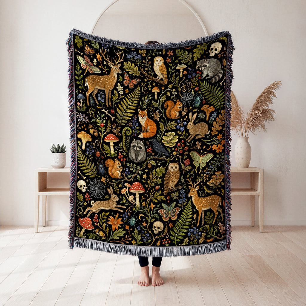 Forest Creatures & Mushrooms Blanket