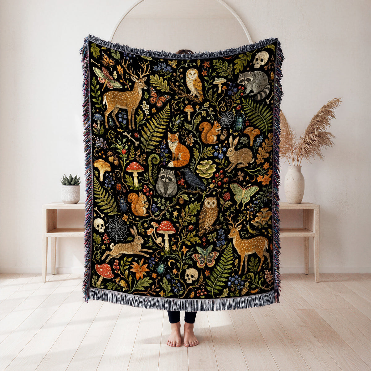 Forest Creatures & Mushrooms Blanket