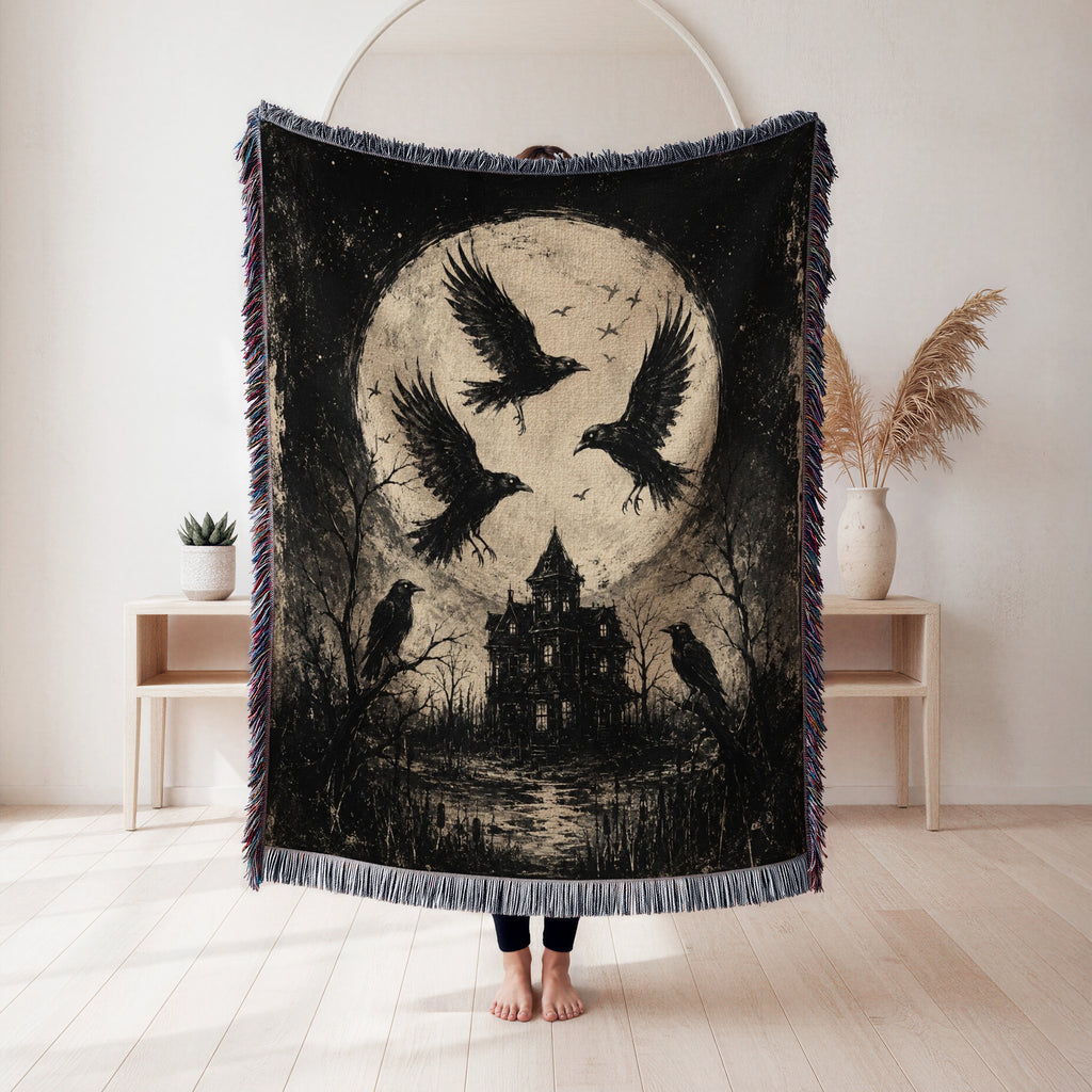 Ravens Over the Haunted Manor Blanket