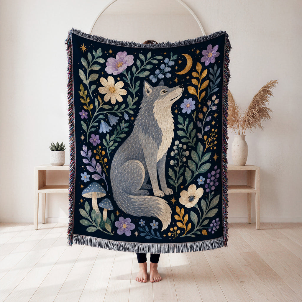 Moon Garden Wolf Blanket