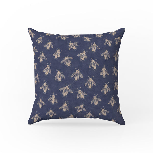 Midnight Bees – Navy Botanical Pillow