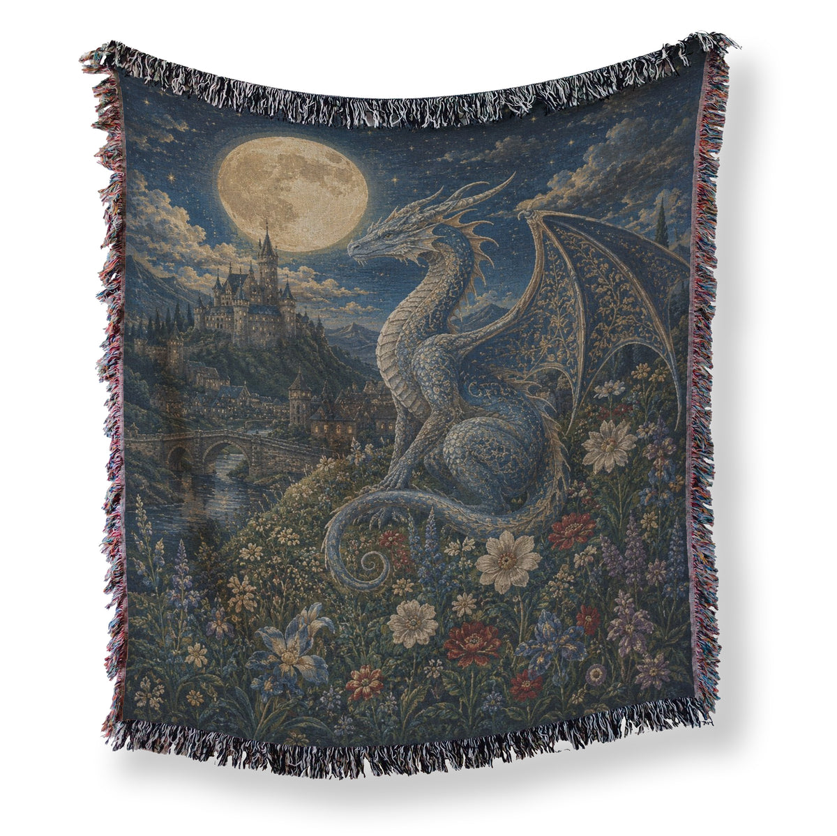 The Moonlit Silver Dragon Blanket Main image