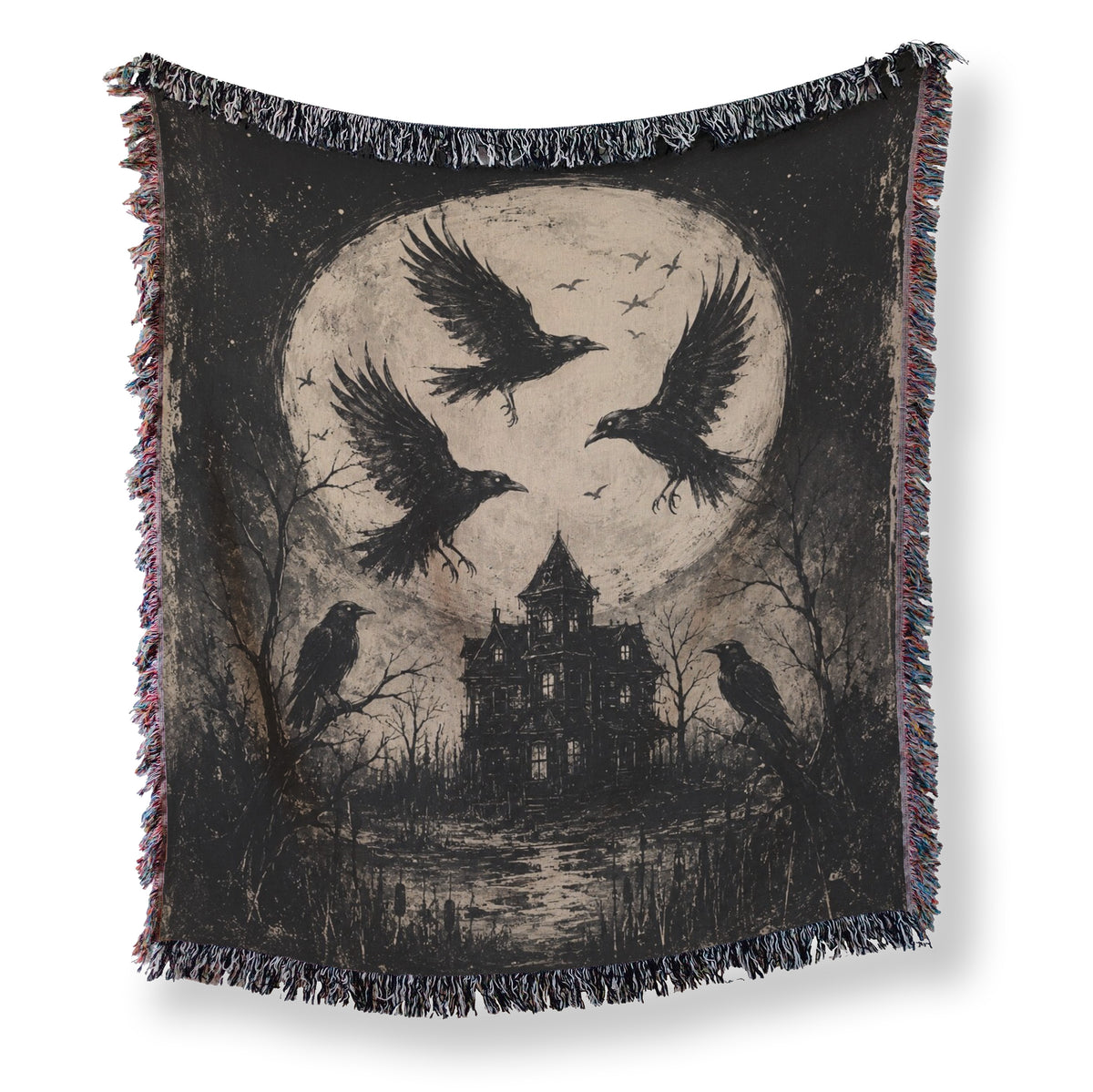 Ravens Over the Haunted Manor Blanket Main image