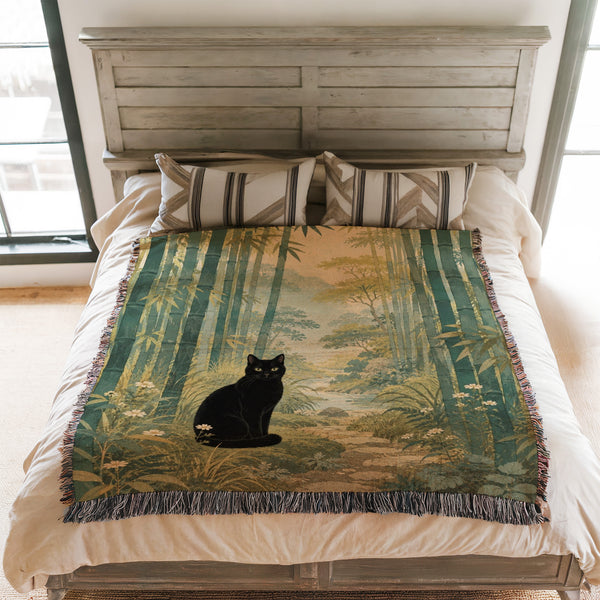 Bamboo Grove Black Cat Blanket