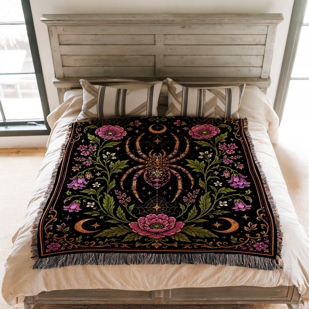 Moonlit Spider Garden Blanket