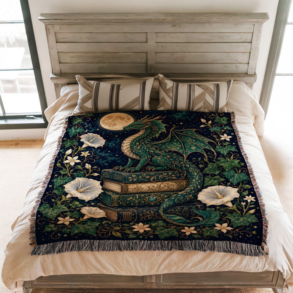 Emerald Moon Dragon Library Blanket