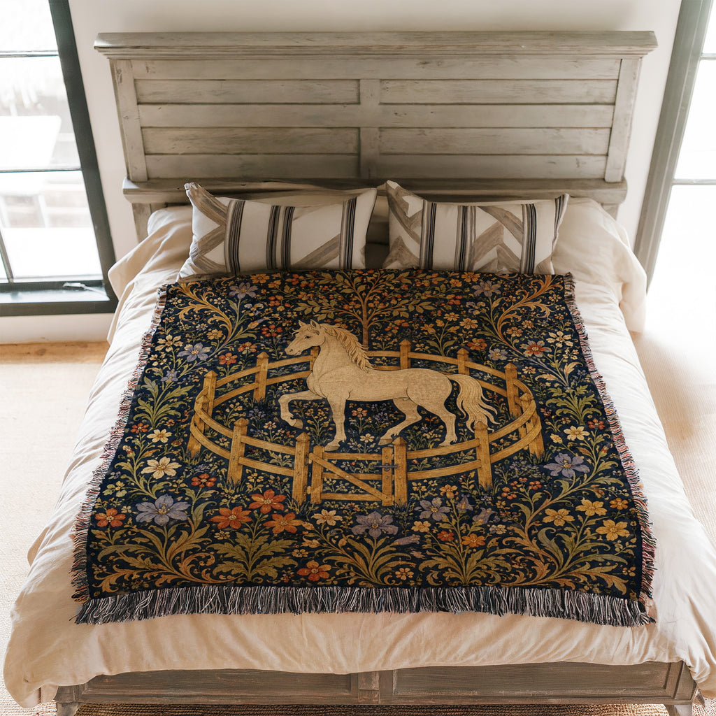The White Horse in the Walled Garden Blanket