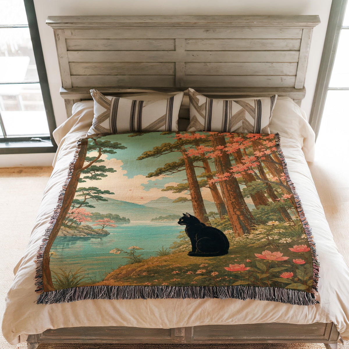Lakeside Pines Black Cat Blanket