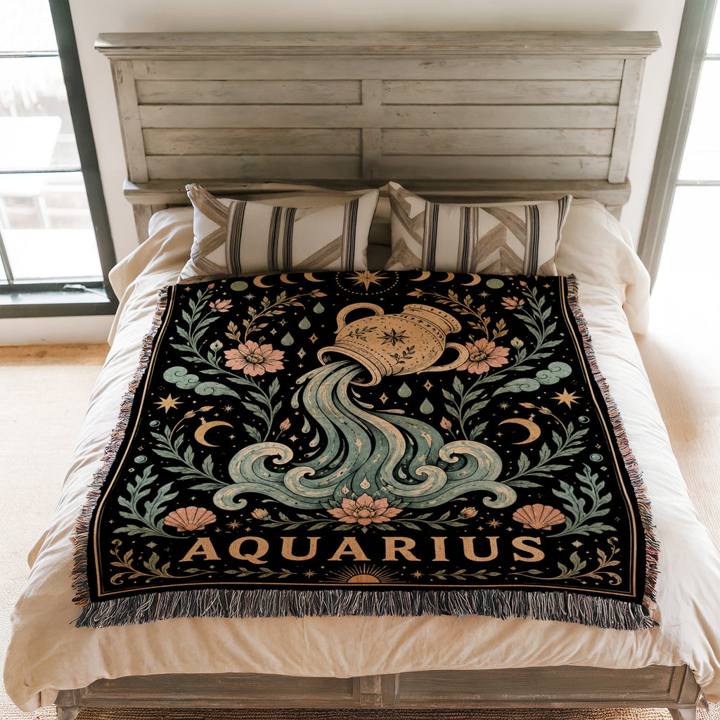 Aquarius Water Bearer Zodiac Blanket