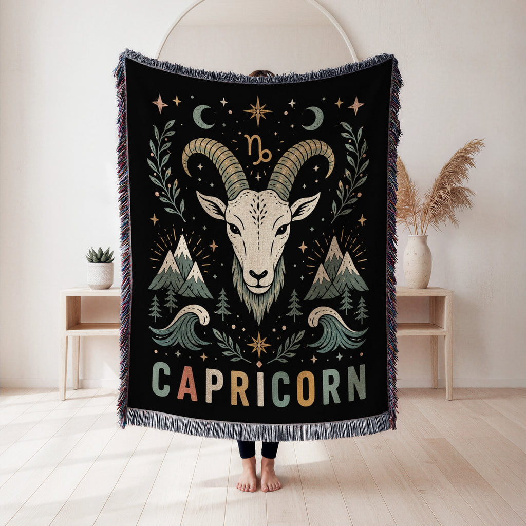Capricorn Mountain Goat Zodiac Blanket