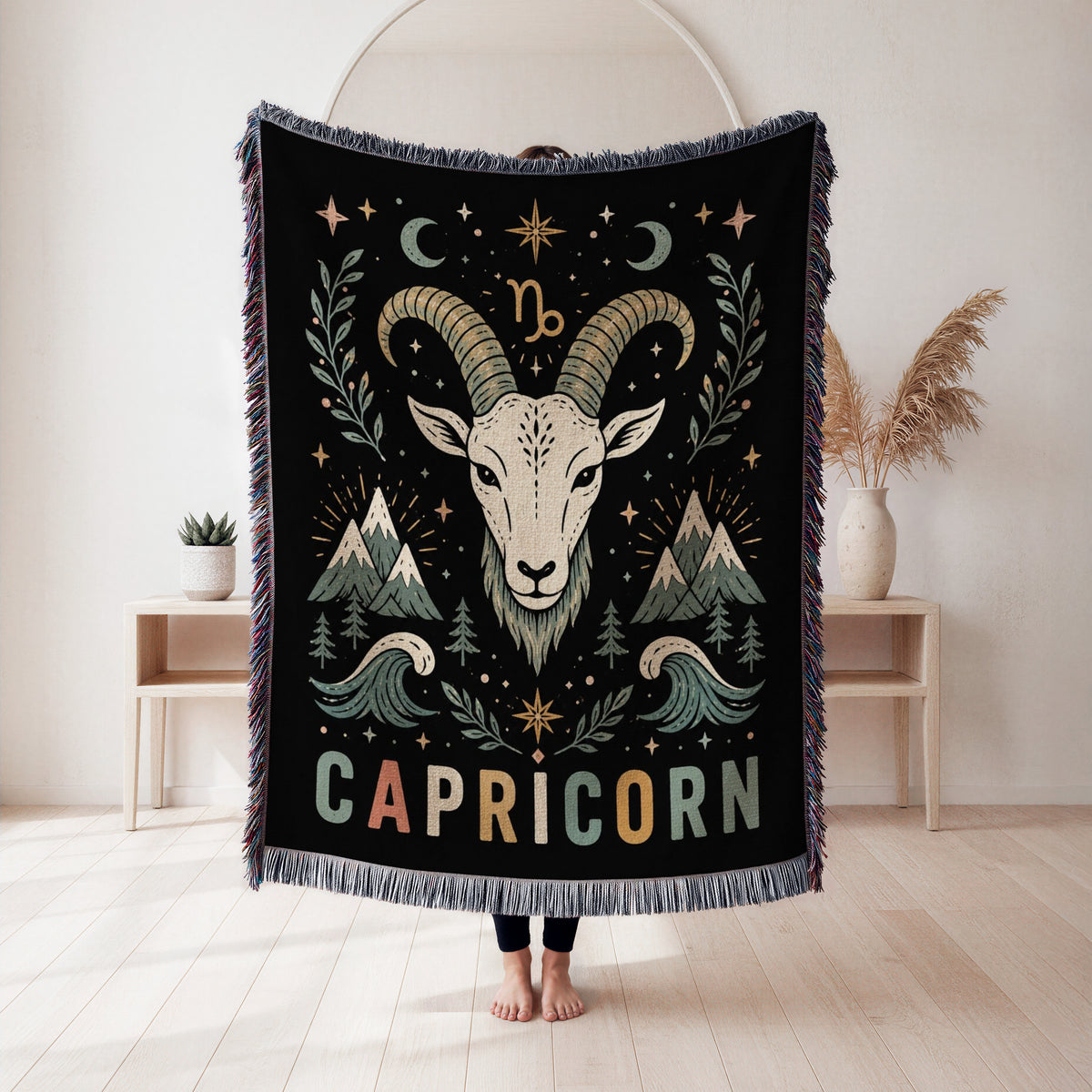 Capricorn Mountain Goat Zodiac Blanket