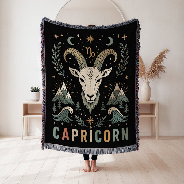 Capricorn Mountain Goat Zodiac Blanket