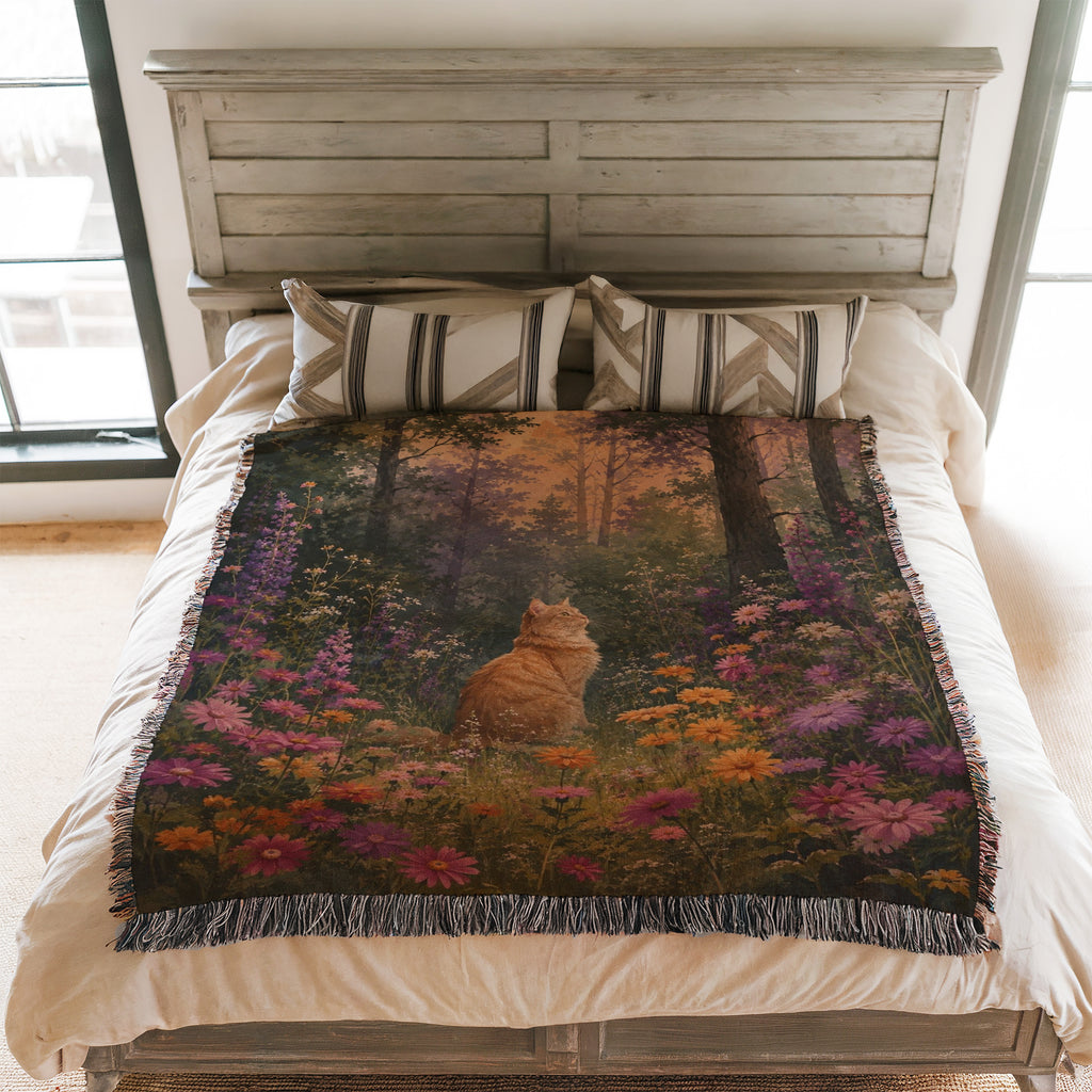 Dusk Wildflower Ginger Cat Blanket