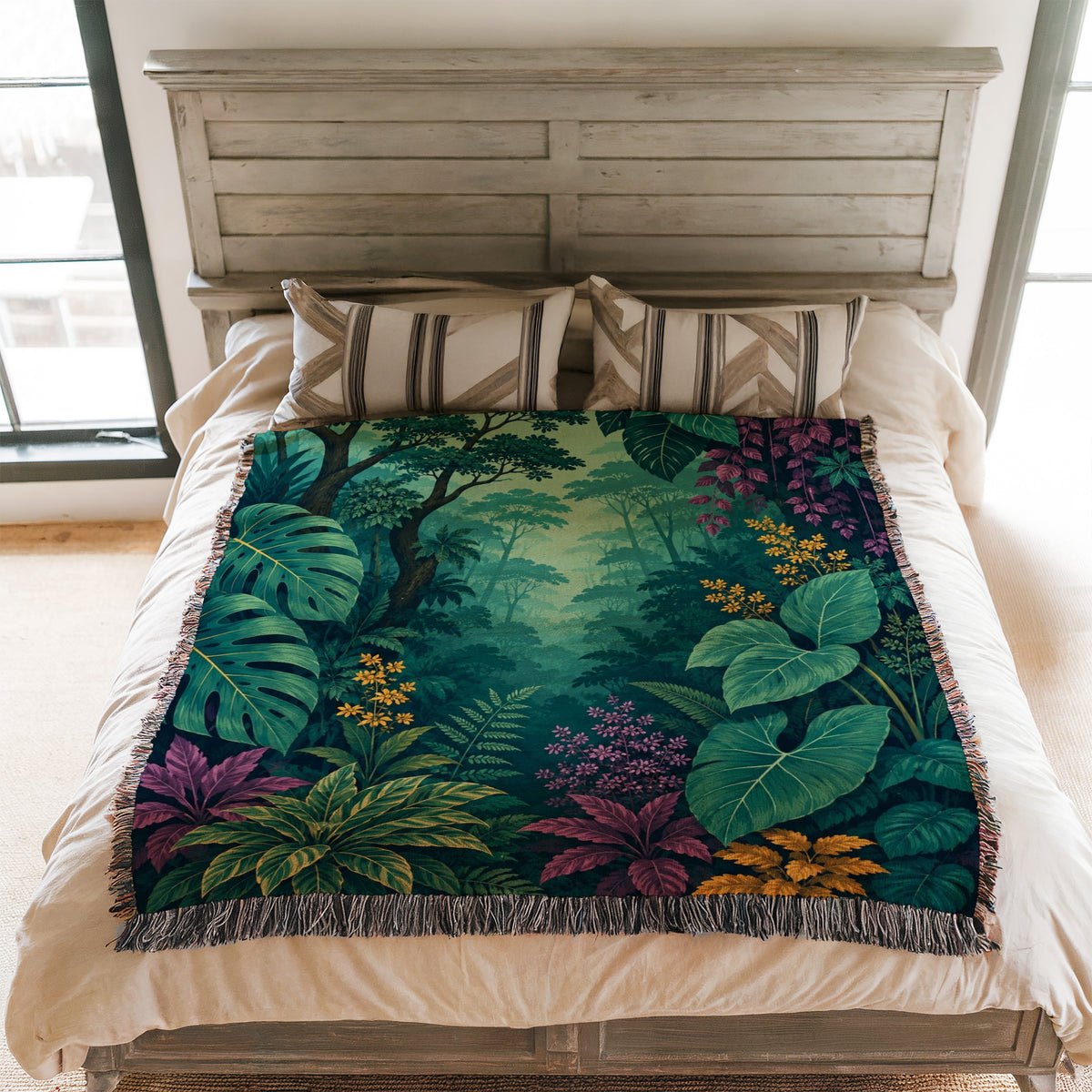 Teal Rainforest Garden Blanket