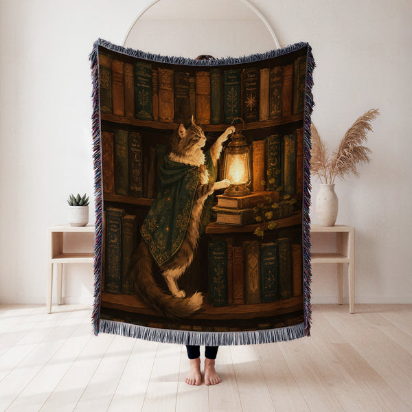 The Lantern Cat Librarian Blanket