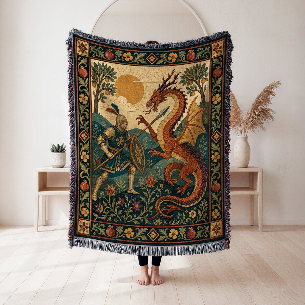 The Sunlit Dragon Duel Blanket