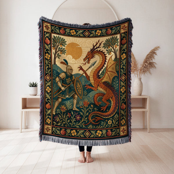 The Sunlit Dragon Duel Blanket