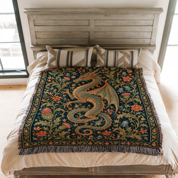 The Floral Serpent Dragon Blanket