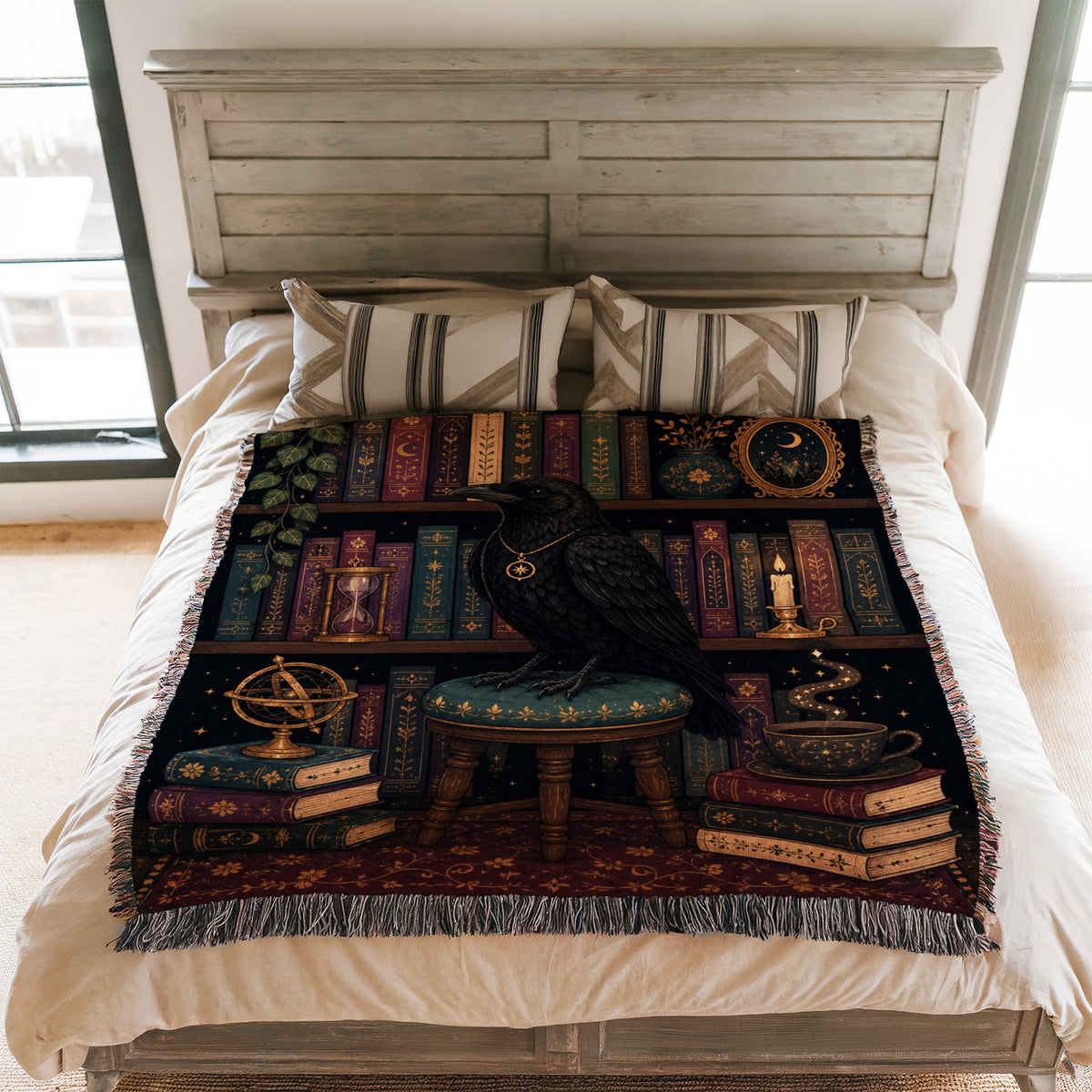 Raven of the Midnight Library Blanket